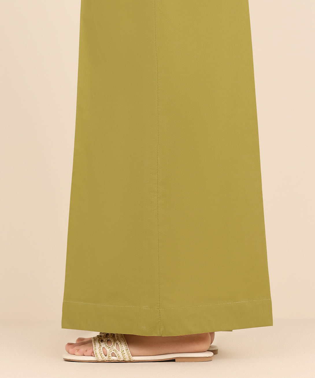 Women's RTW Cambric Yellow Solid Flared Pants