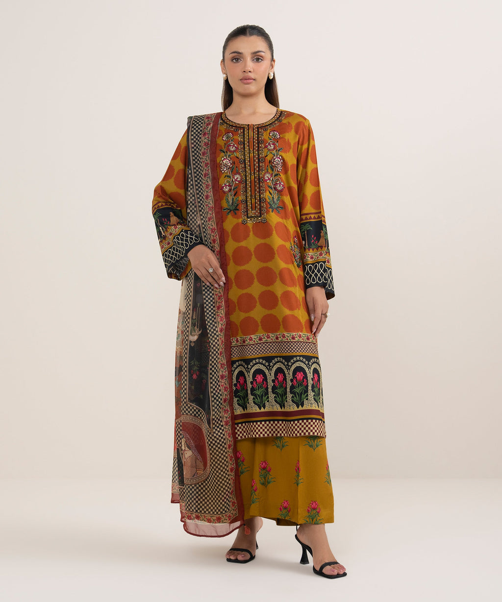 Women's RTW Blended Tissue Beige Printed  Dupatta