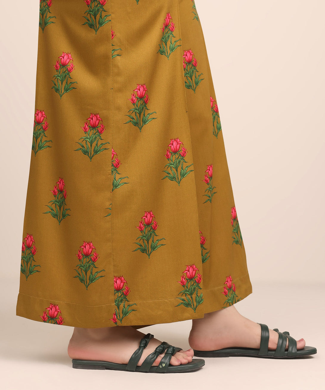 Women's RTW Arabic Lawn Mustard Printed Flared Pants