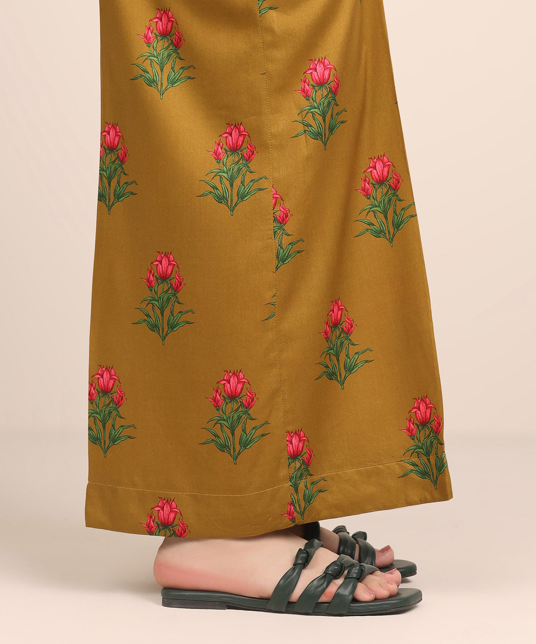 Women's RTW Arabic Lawn Mustard Printed Flared Pants