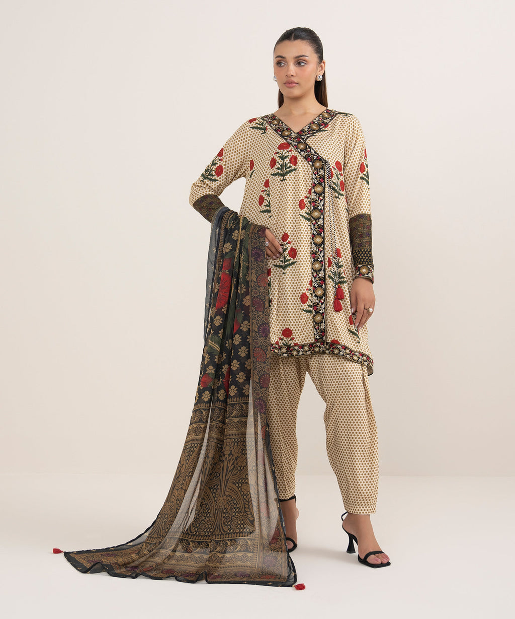 Women's RTW Blended Tissue Black Printed  Dupatta