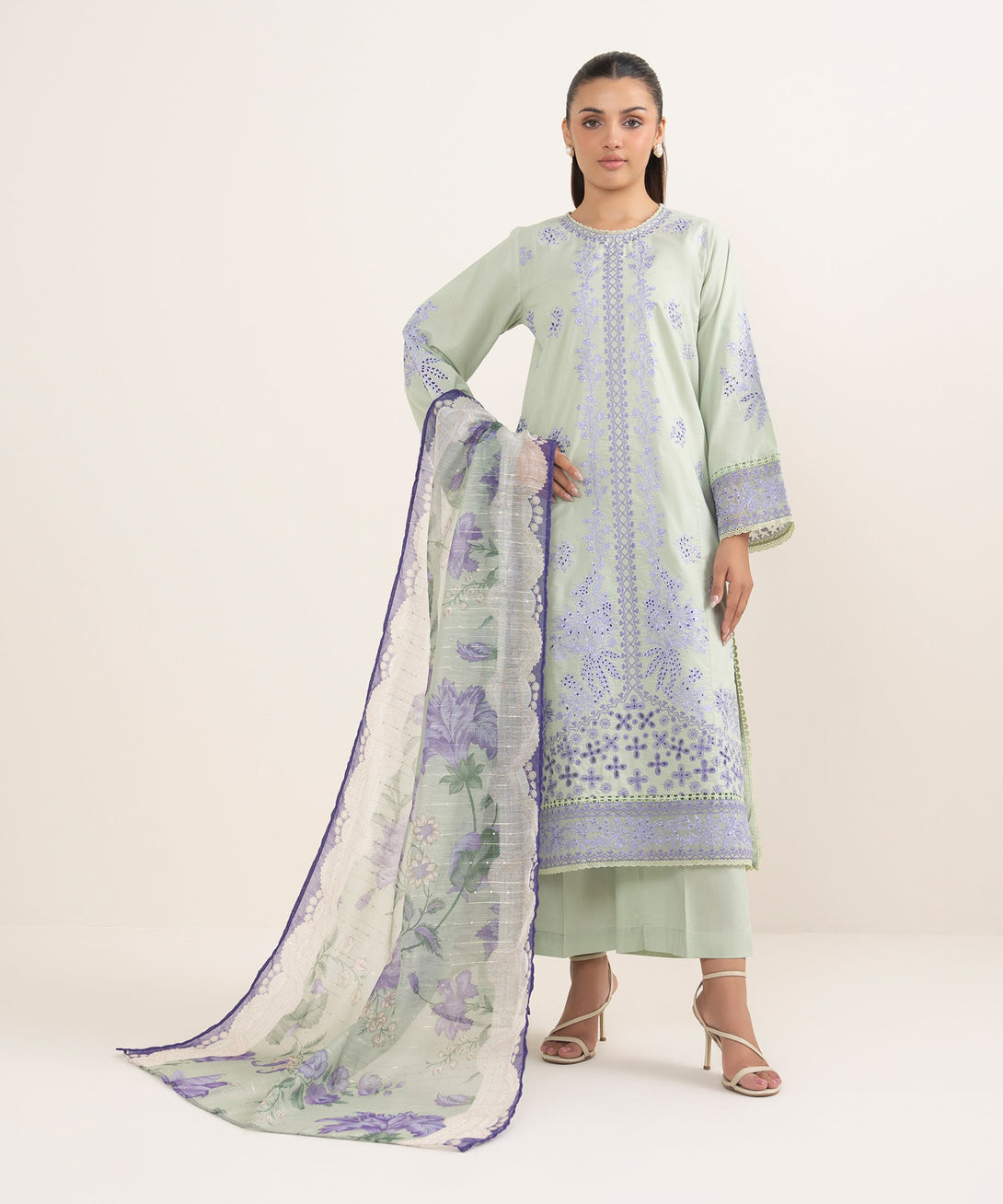 Women's RTW Manaar Green Printed  Dupatta