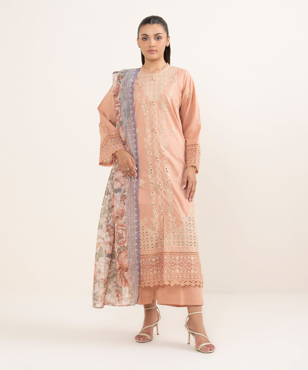 Women's RTW Manaar Peach Printed  Dupatta