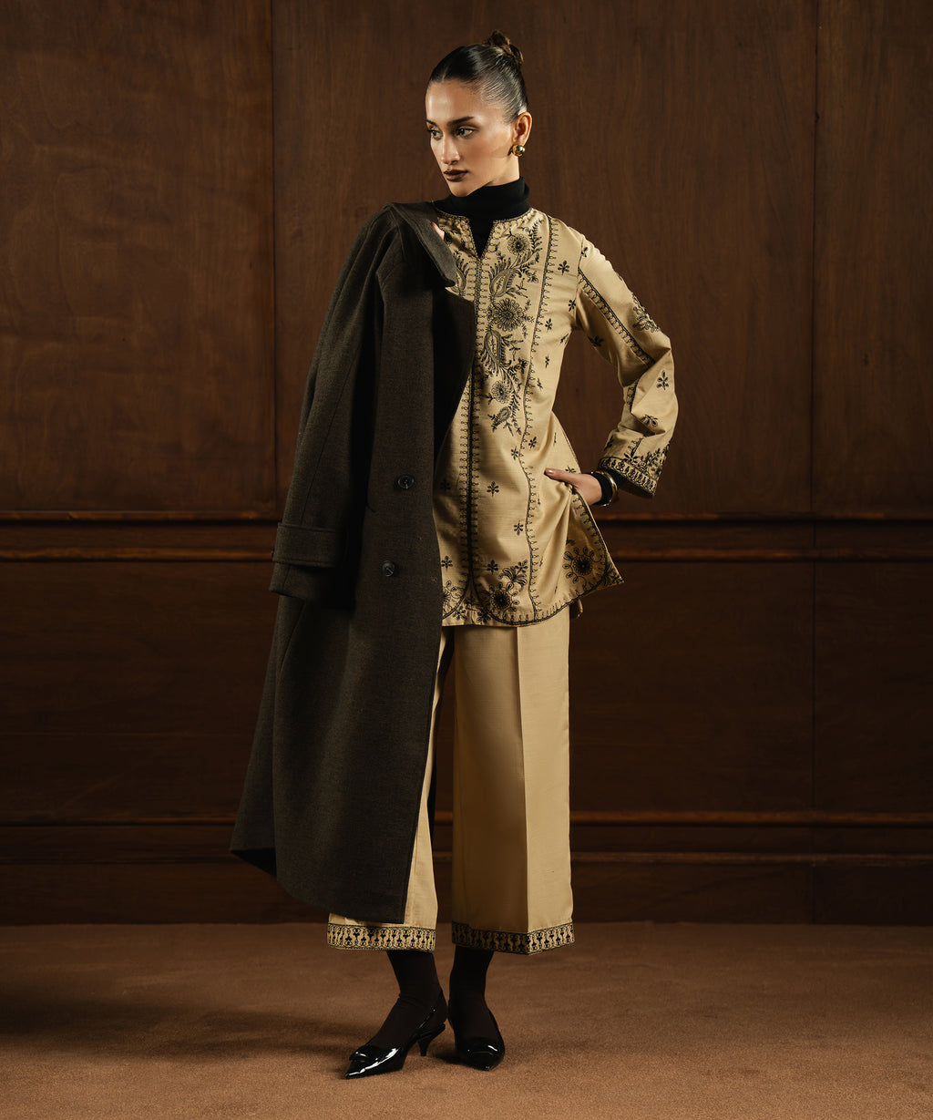 Embroidered Khaddar Culottes