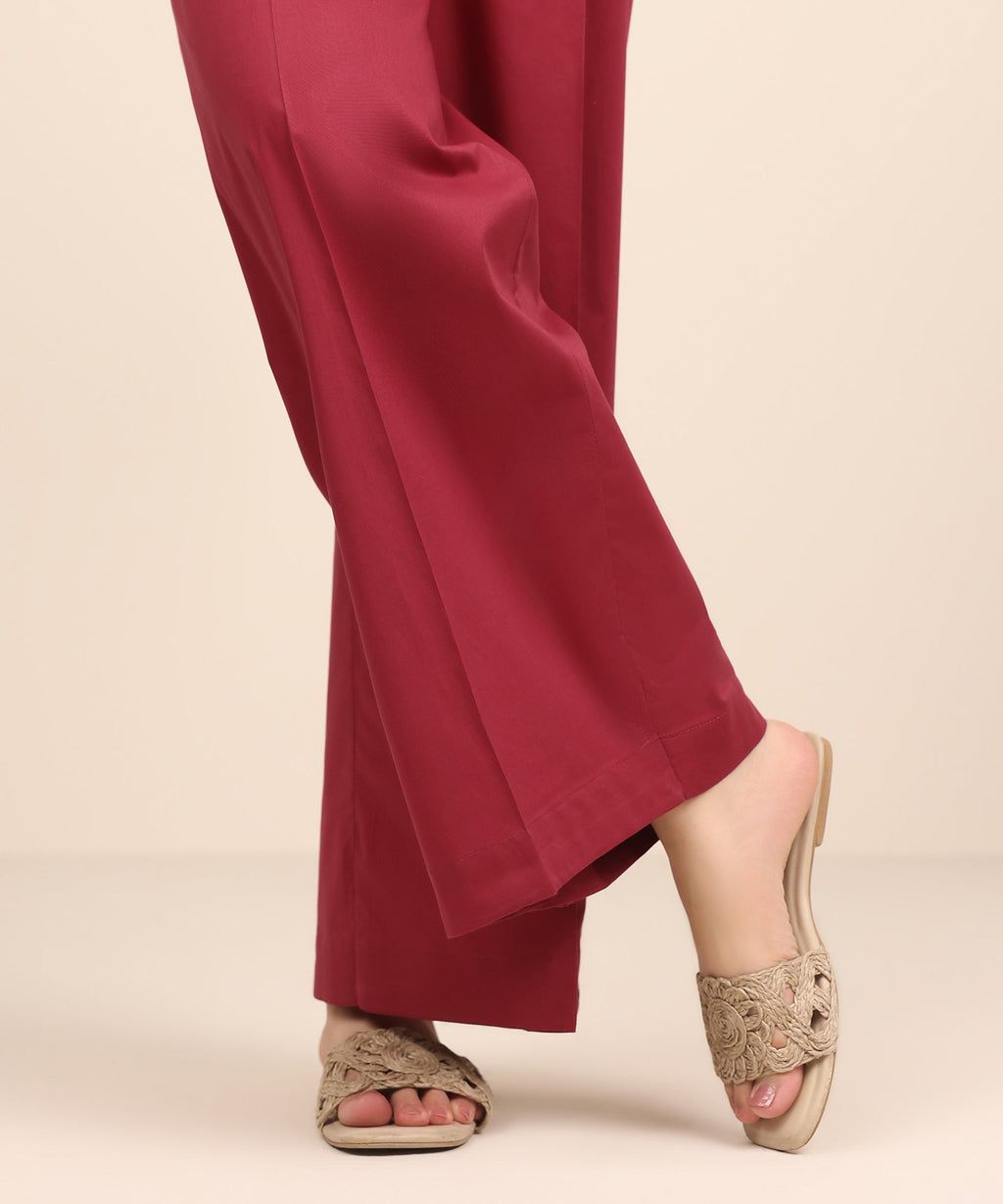 Women's RTW Cambric Pink Solid Culottes