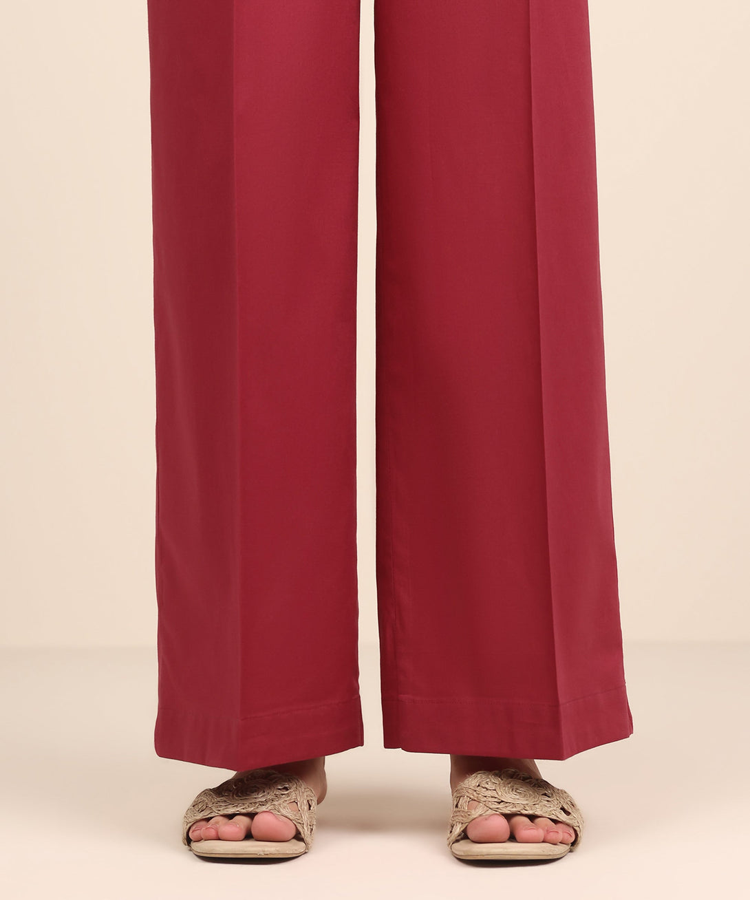 Women's RTW Cambric Pink Solid Culottes