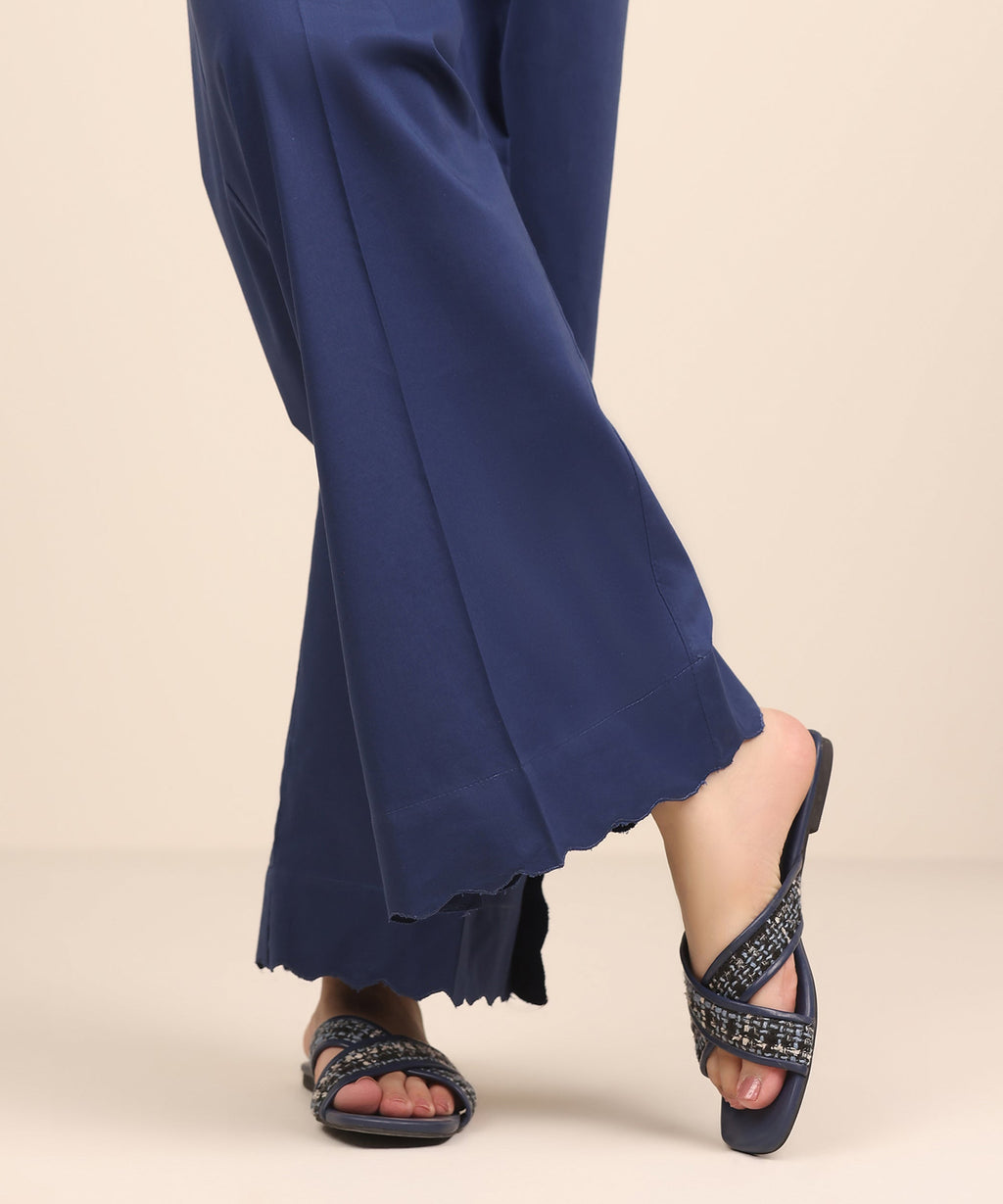 Women's RTW Cambric Blue Solid Culottes