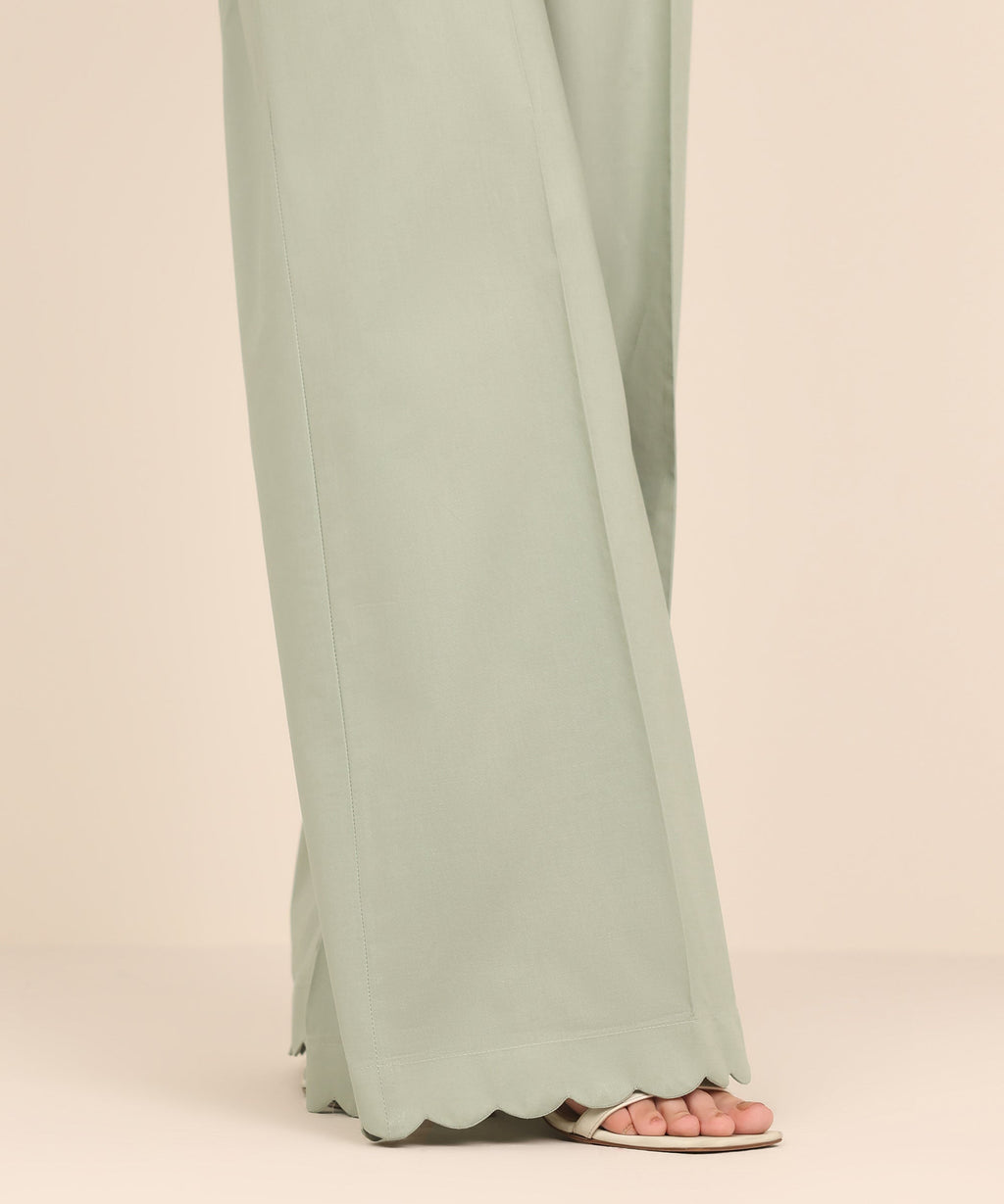 Women's RTW Cambric Grey Solid Flared Pants