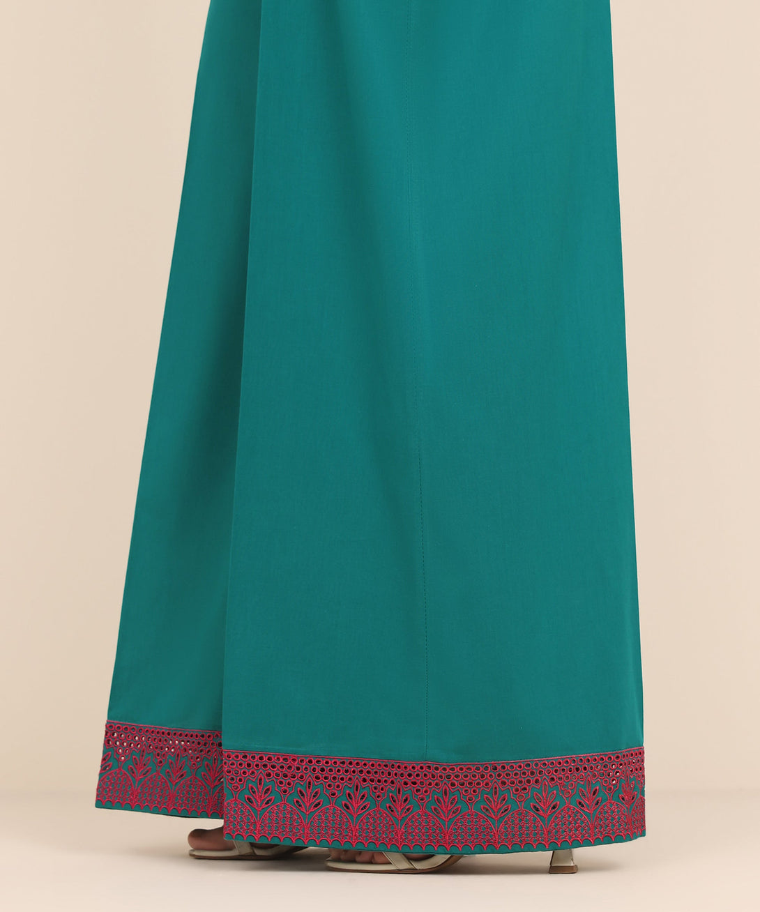 Women's RTW Cambric Blue Embroidered Flared Pants
