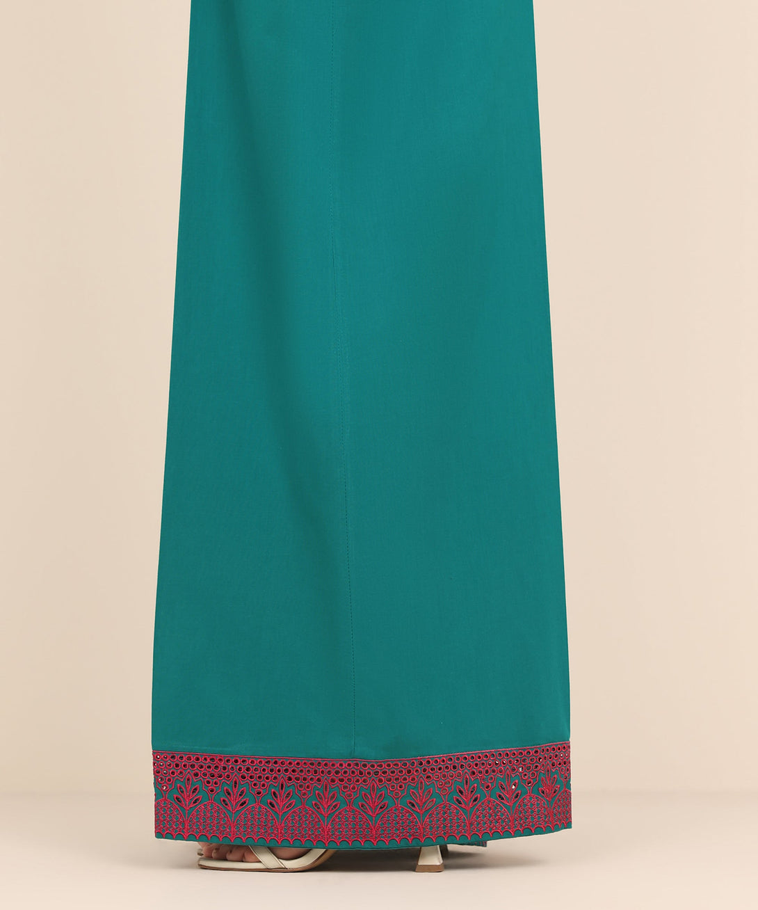 Women's RTW Cambric Blue Embroidered Flared Pants