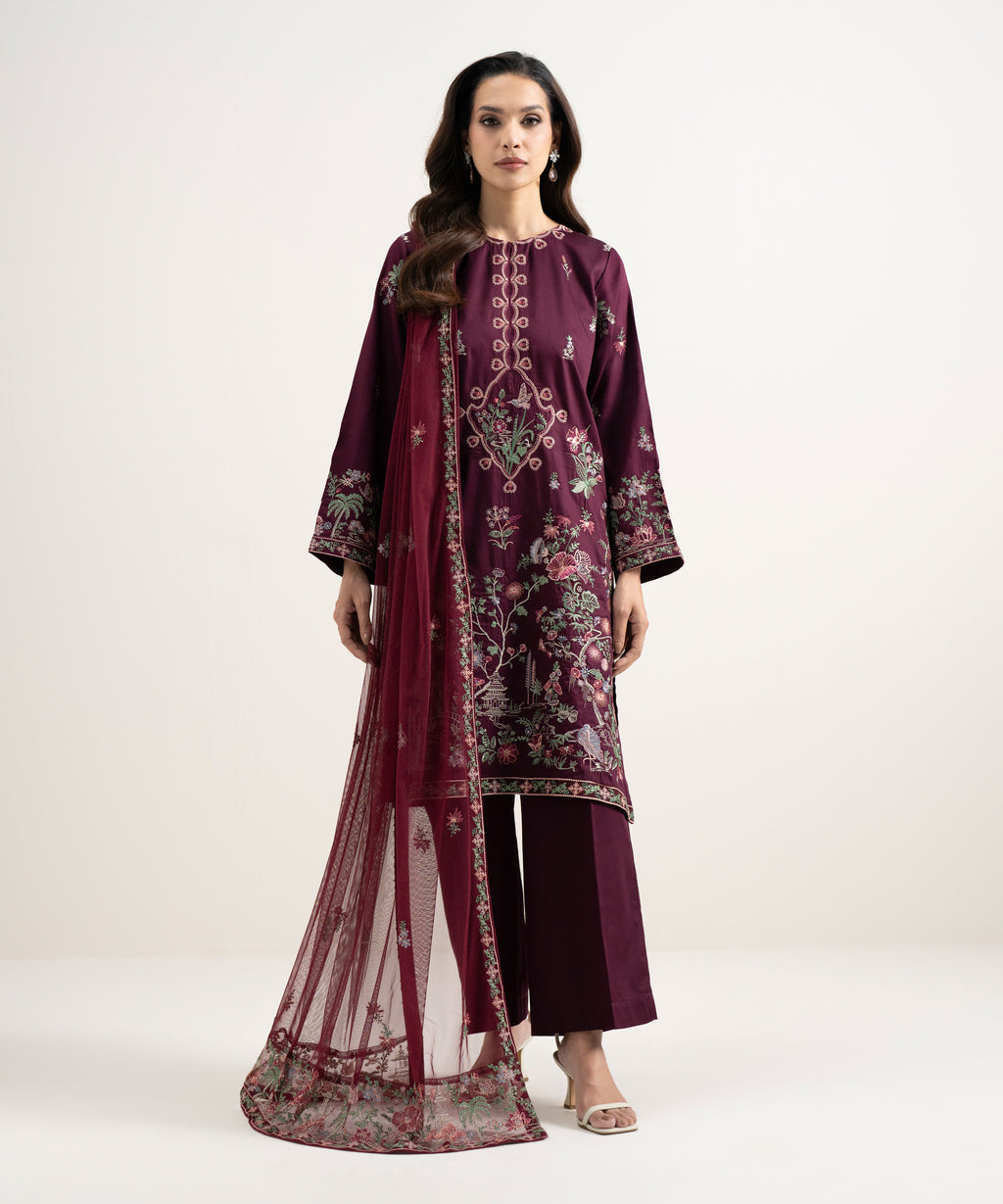 Embroidered Net Dupatta