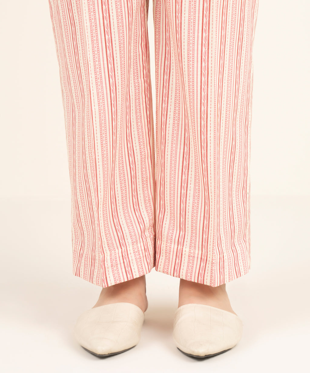 Printed Crosshatch Straight Pants