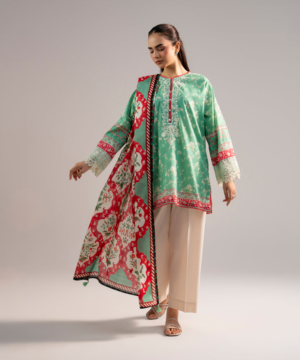 Lawn Printed Off White Dupatta