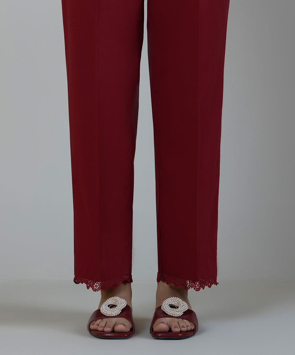 Women's Pret Cambric Red Dyed Straight Pants