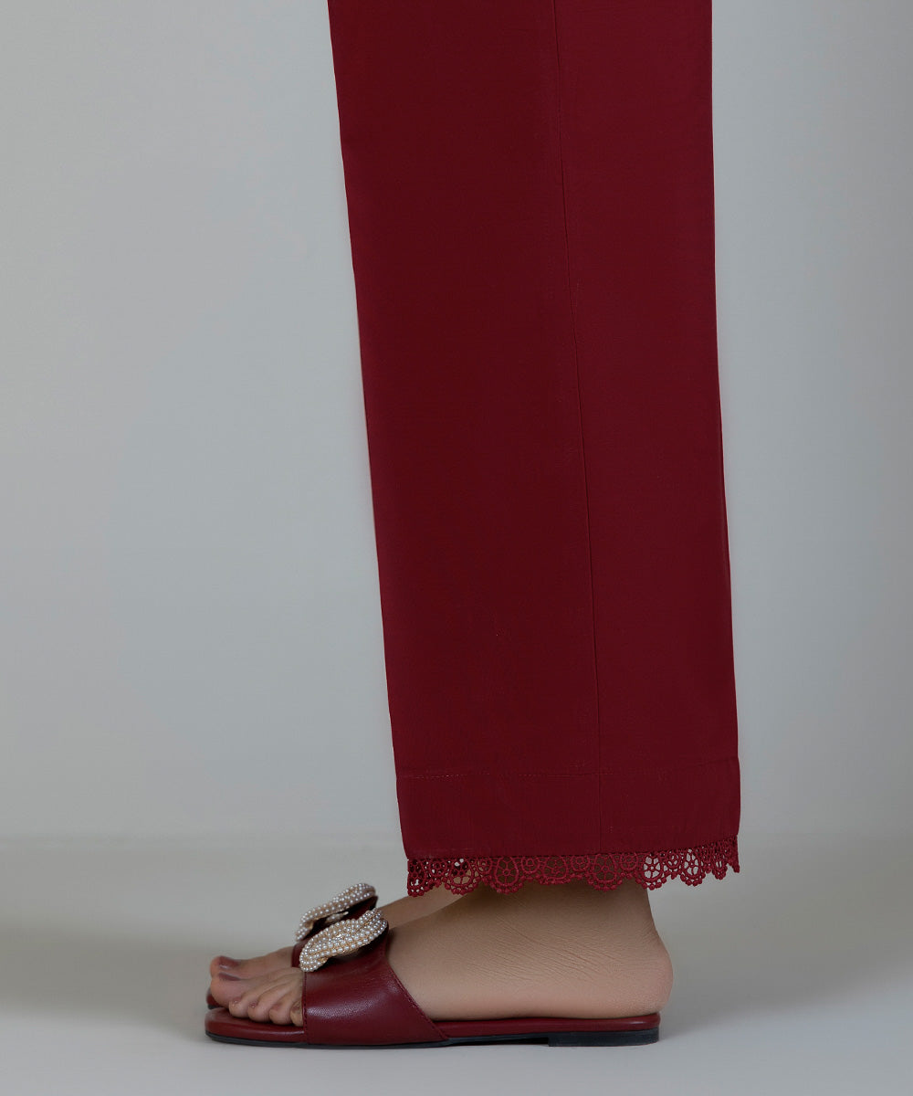 Women's Pret Cambric Red Dyed Straight Pants