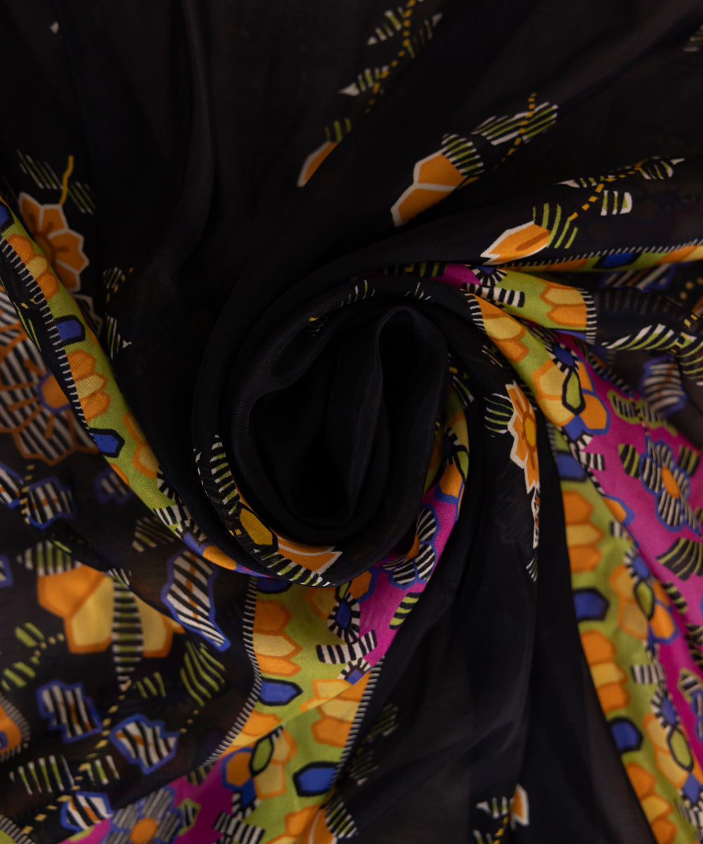 Bemberg Tissue Black Printed Dupatta