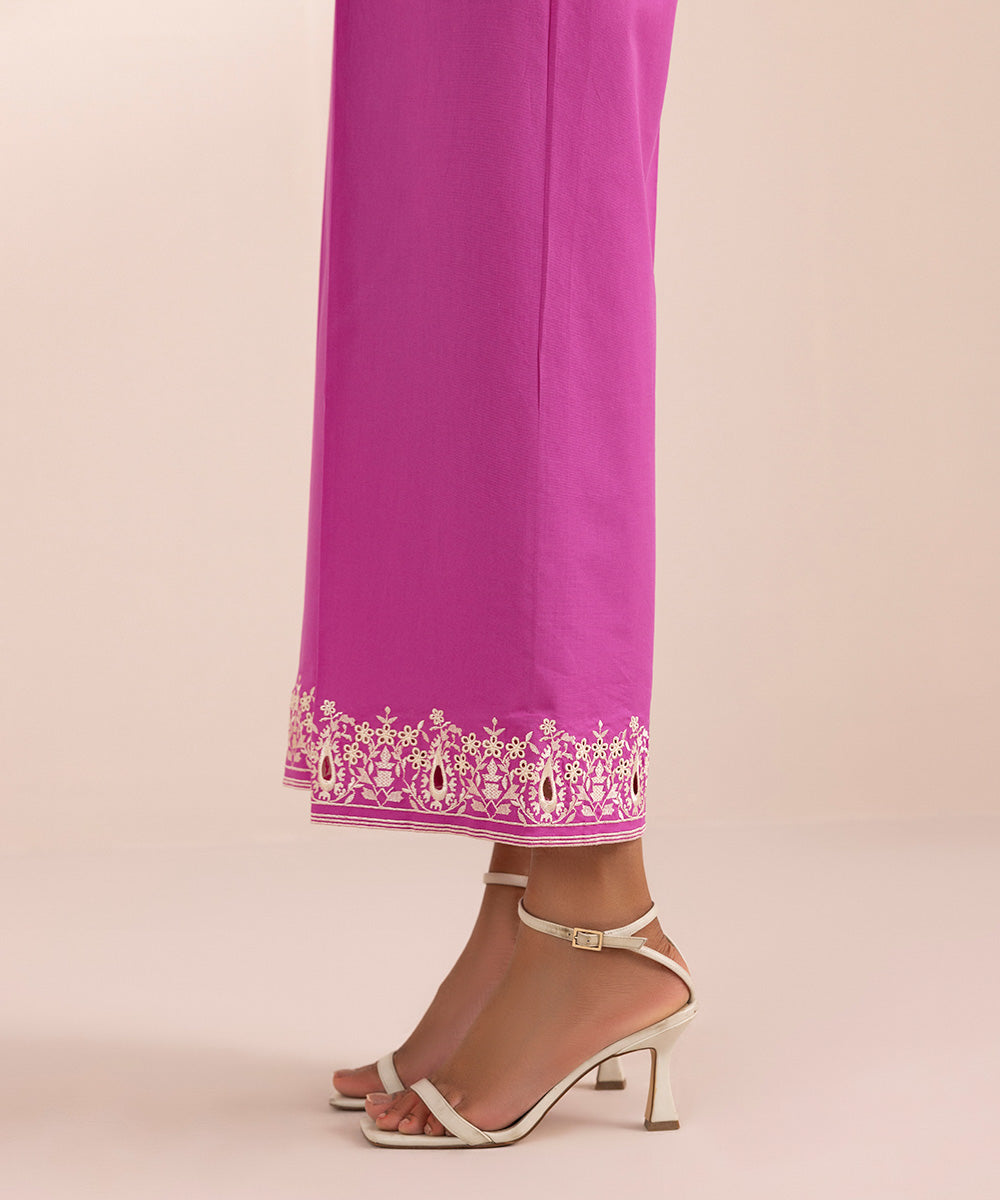 Women's Pret Cambric Pink Embroidered Culottes