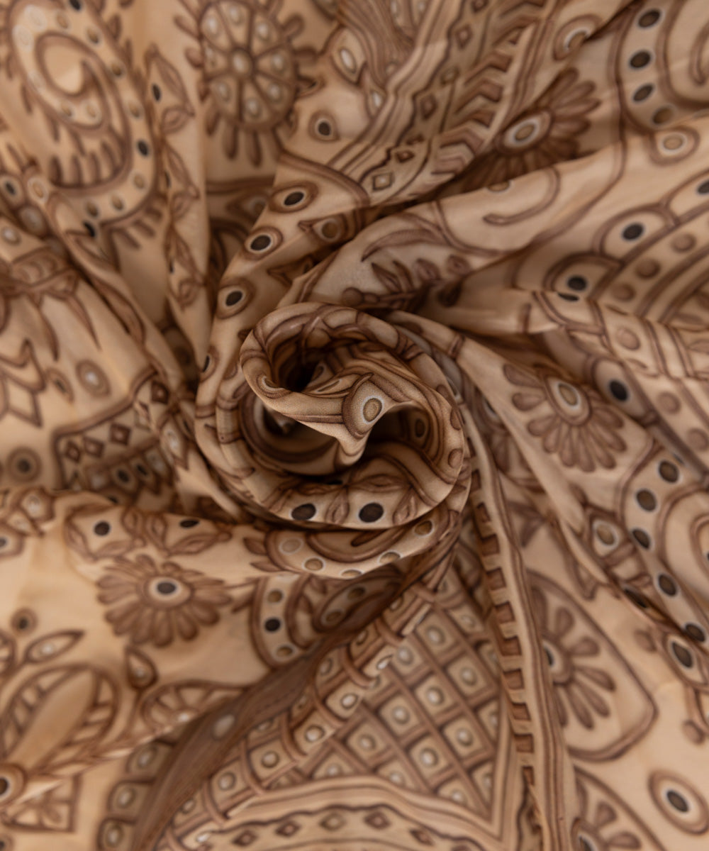 Bemberg Tissue Brown Printed Dupatta