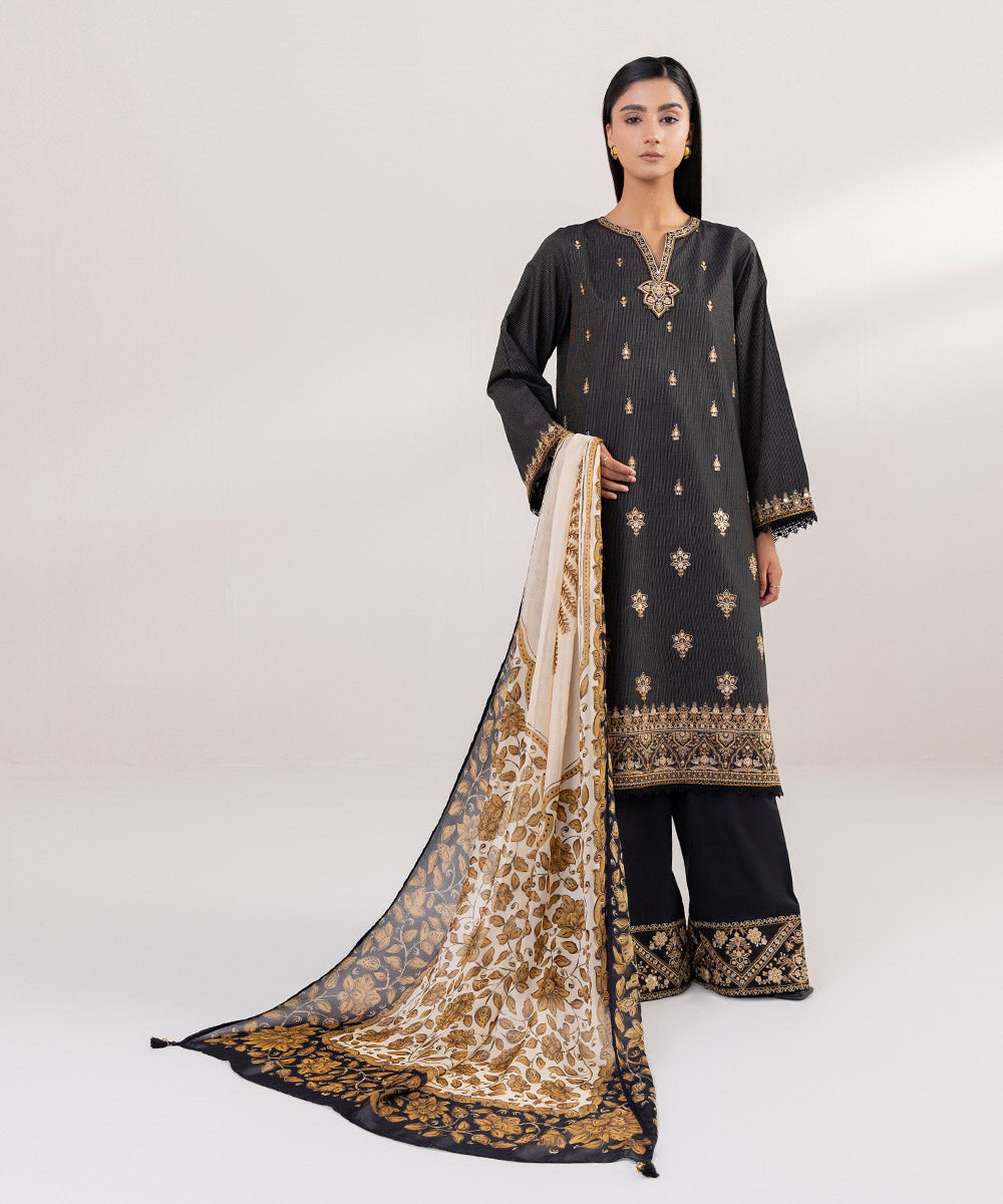 Bemberg Tissue Brown Printed Dupatta