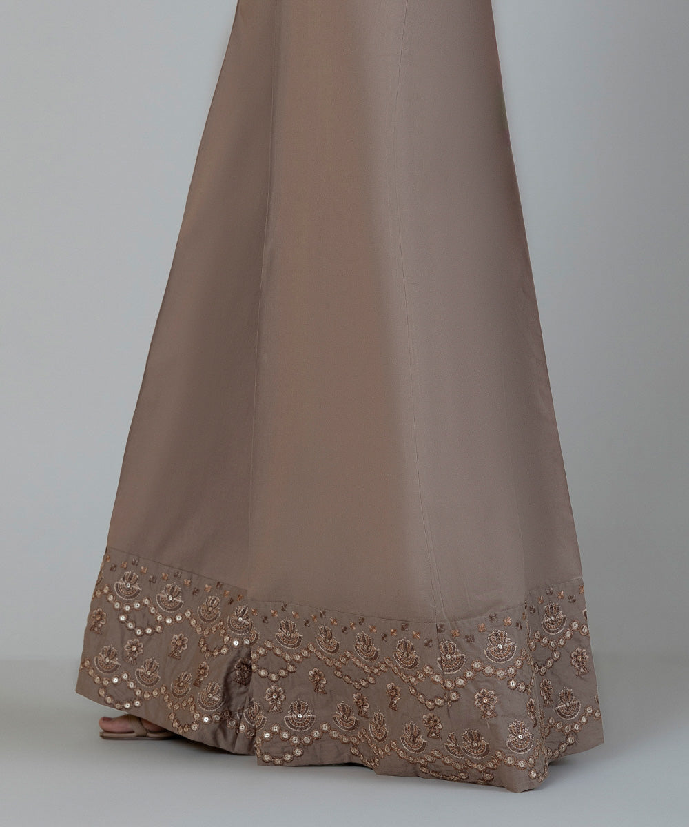 Women's Pret Cambric Embroidered Brown Sharara