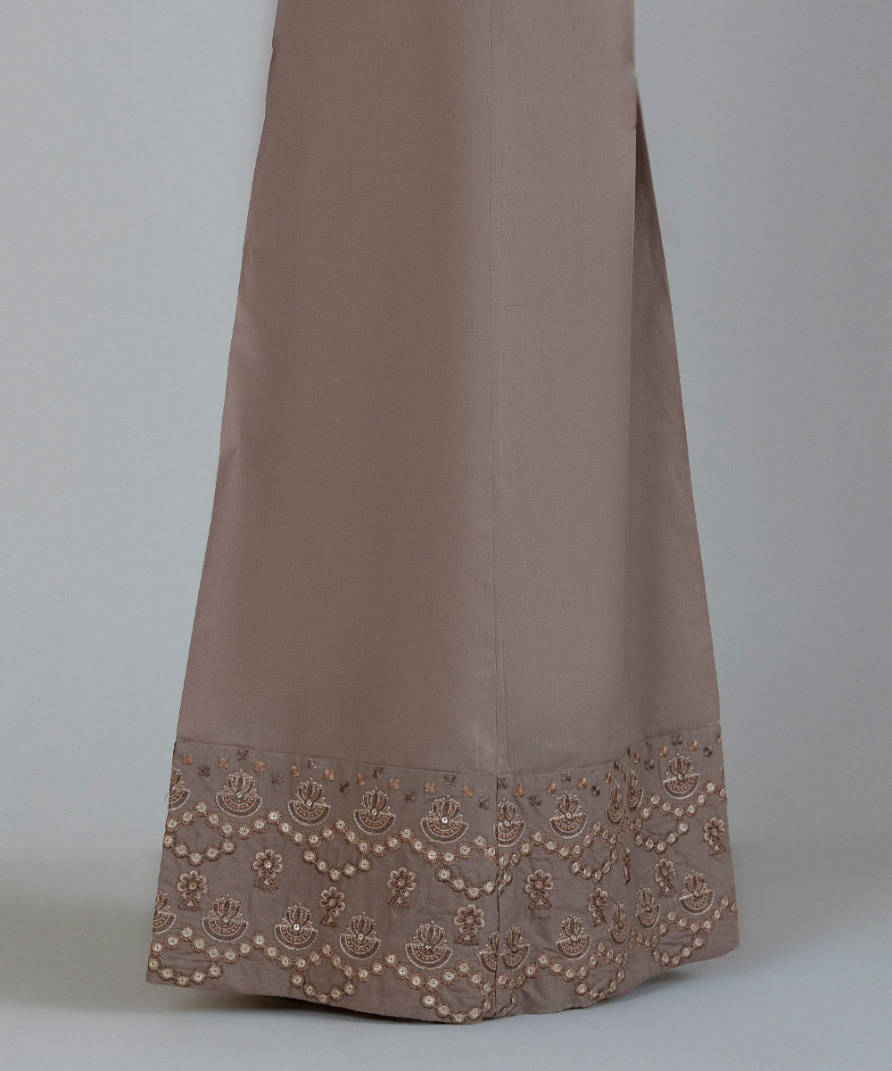 Women's Pret Cambric Embroidered Brown Sharara