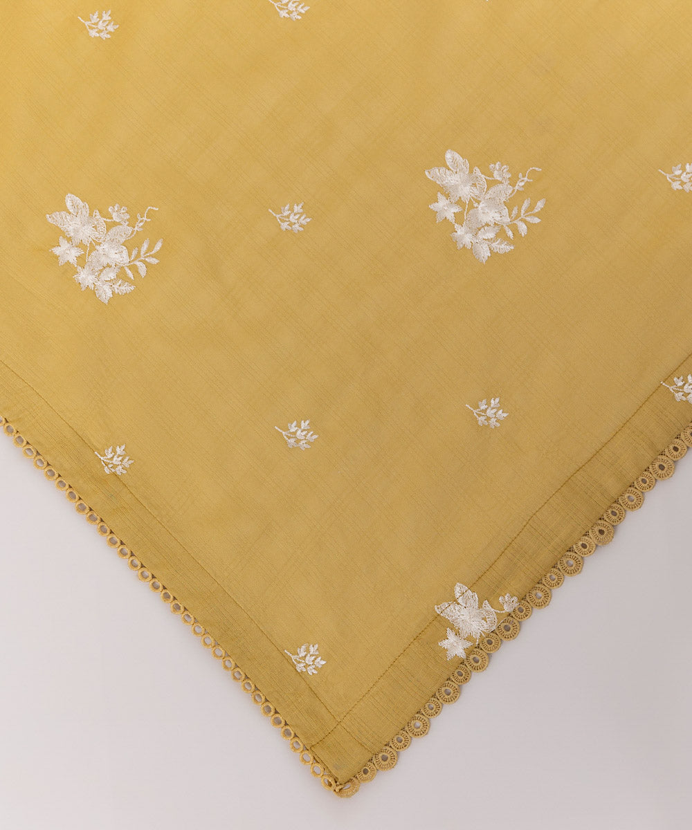 Textured Voile Yellow Embroidered Dupatta