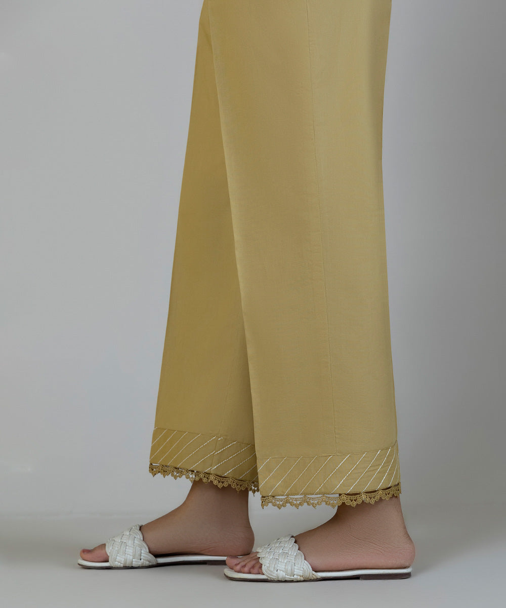 Women's Pret Cambric Yellow Dyed Straight Pants