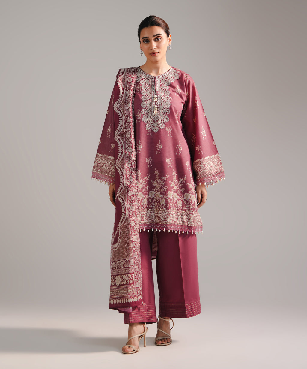3 Piece - Embroidered Zari Lawn Suit