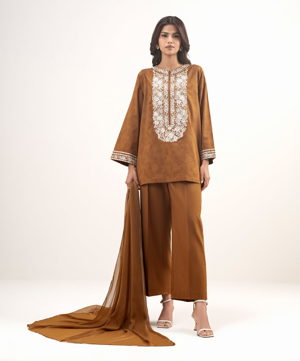 3 Piece - Embroidered Jacquard Suit