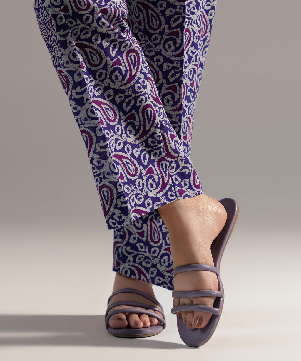 Printed Crosshatch Straight Pants