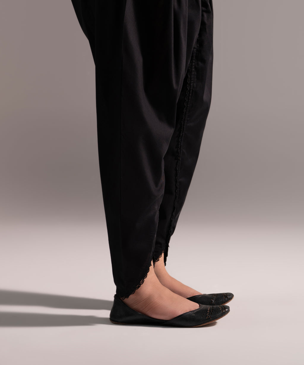 Women's RTW Crosshatch Solid Black Skinny Shalwar