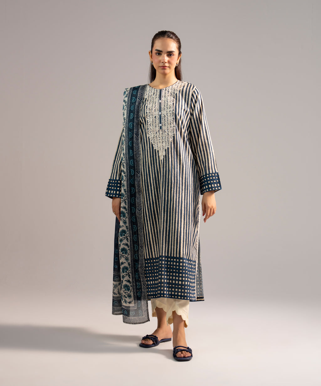 Lawn Printed Dark Blue Dupatta