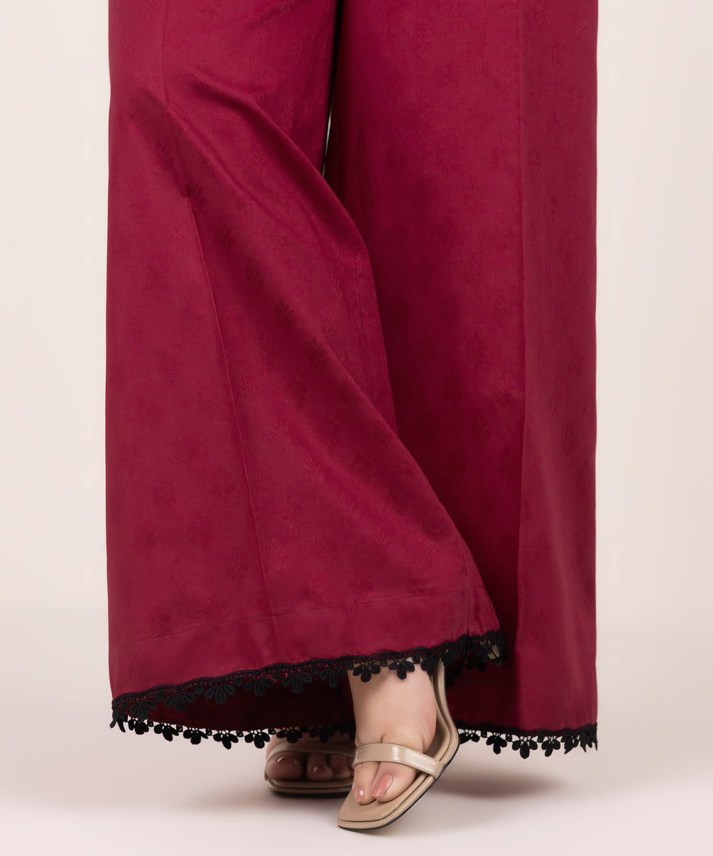 Solid Jacquard Flared Pants