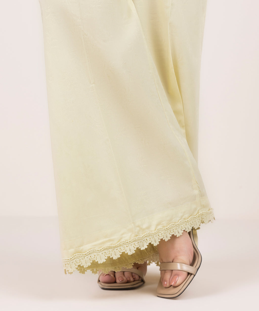 Solid Jacquard Flared Pants