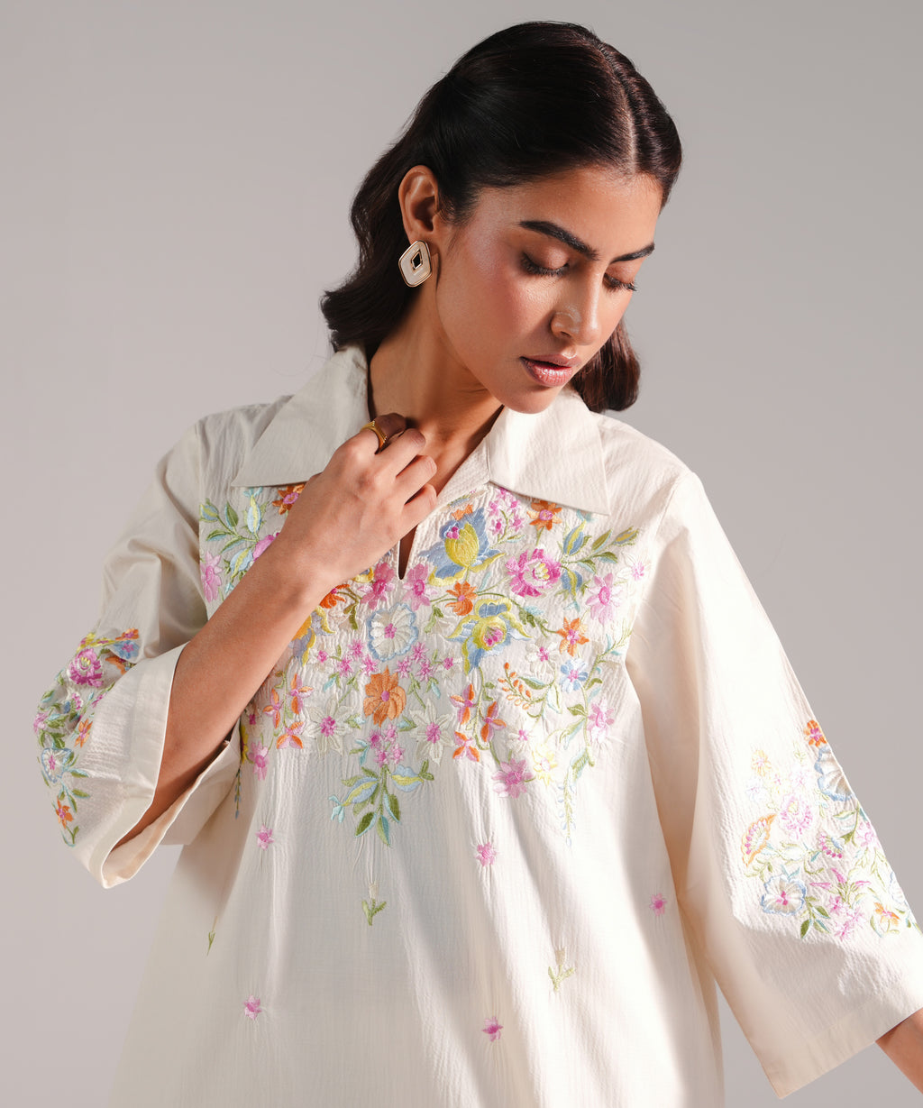 Embroidered Seersucker Shirt