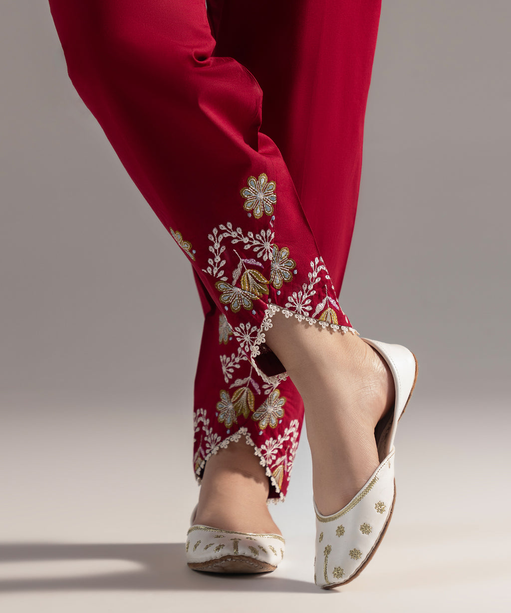Embroidered Seersucker Skinny Shalwar