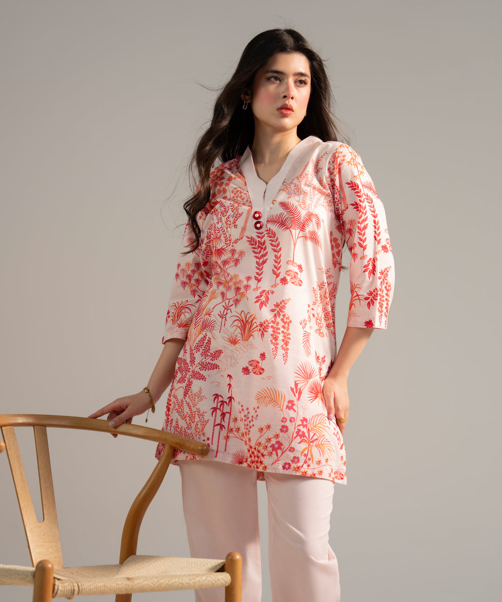 Women's RTW Lawn Printed Pink 2 Piece Suit