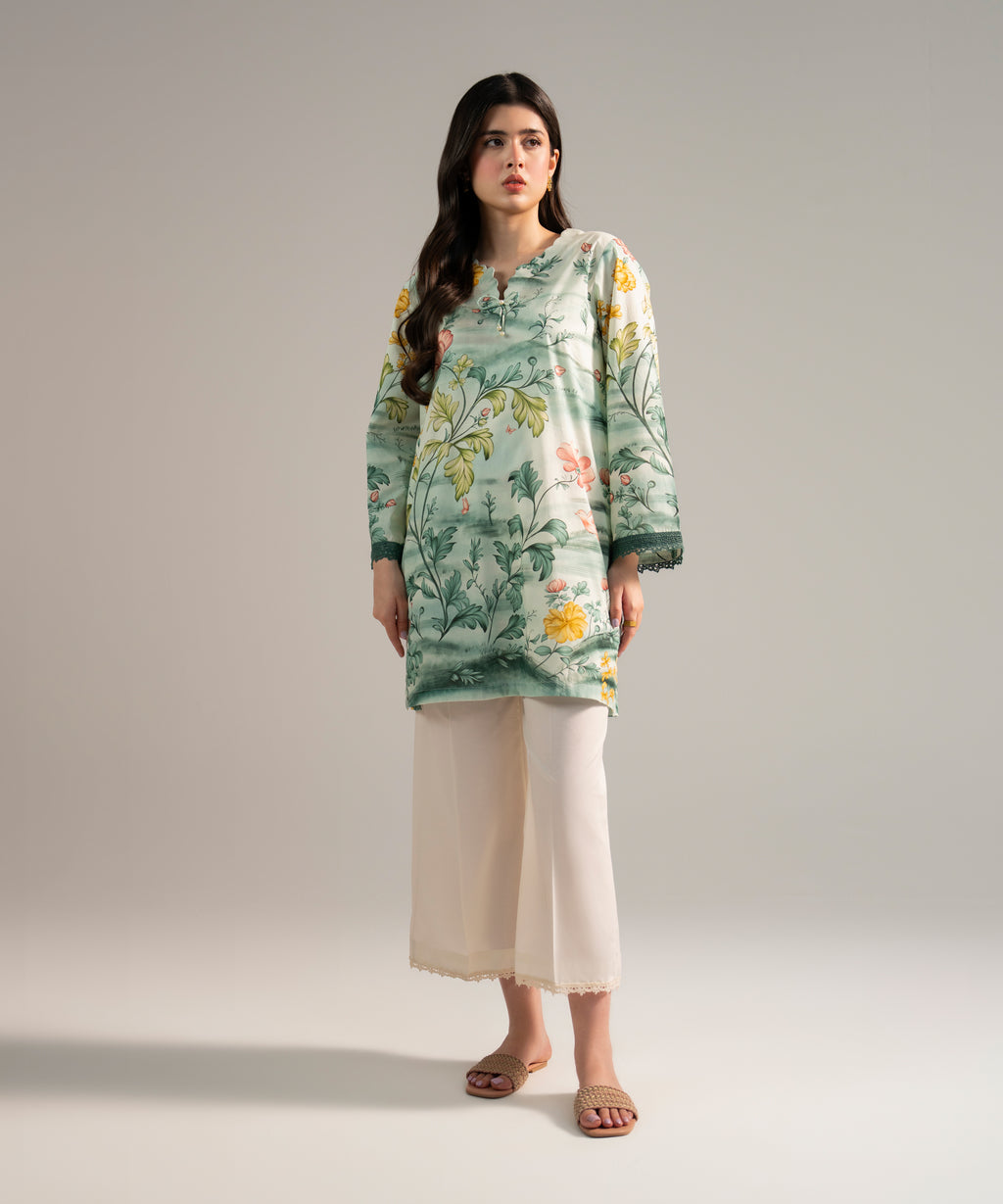 Women's RTW Lawn Printed Green 2 Piece Suit