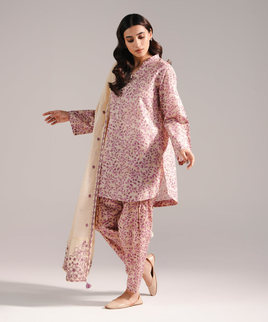3 Piece - Printed Zari Lawn Suit