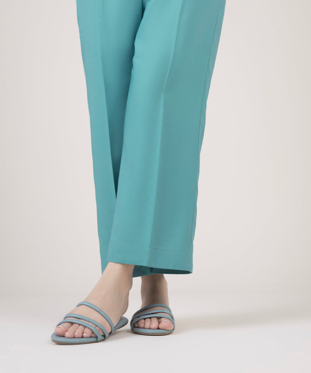 Textured Viscose Straight Pants