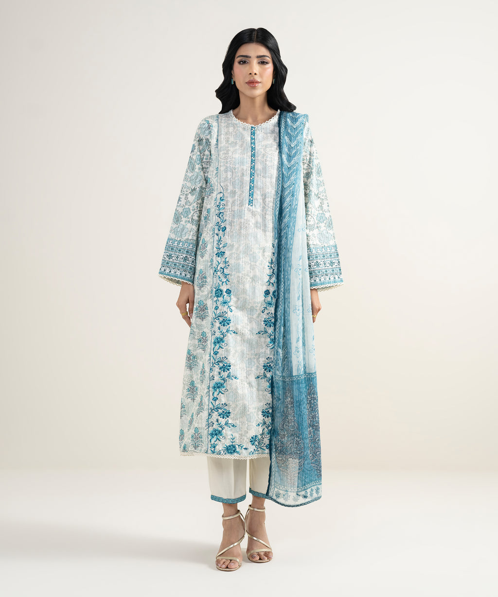 3 Piece - Embroidered Dobby Suit