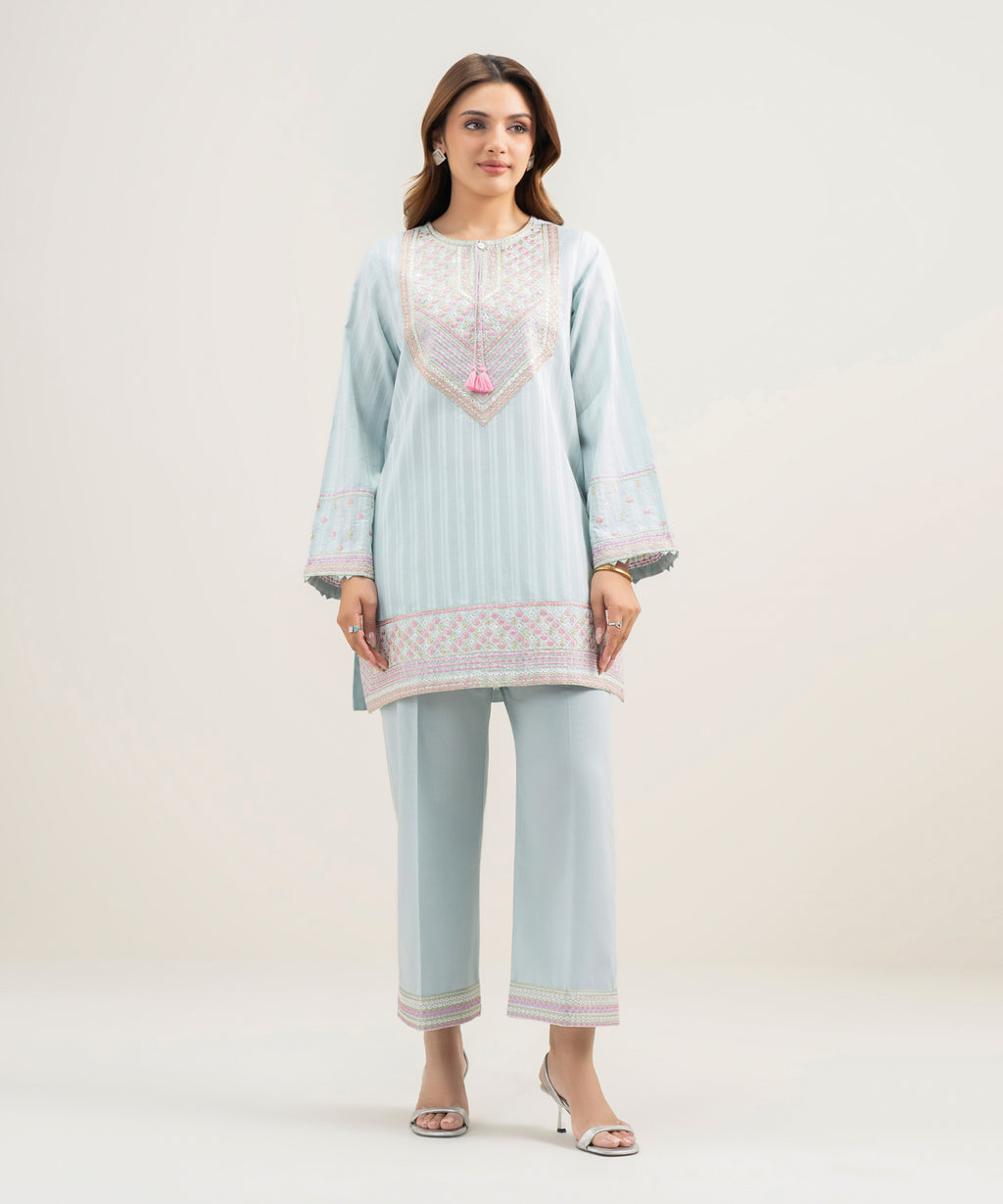 2 Piece - Embroidered Dobby Suit