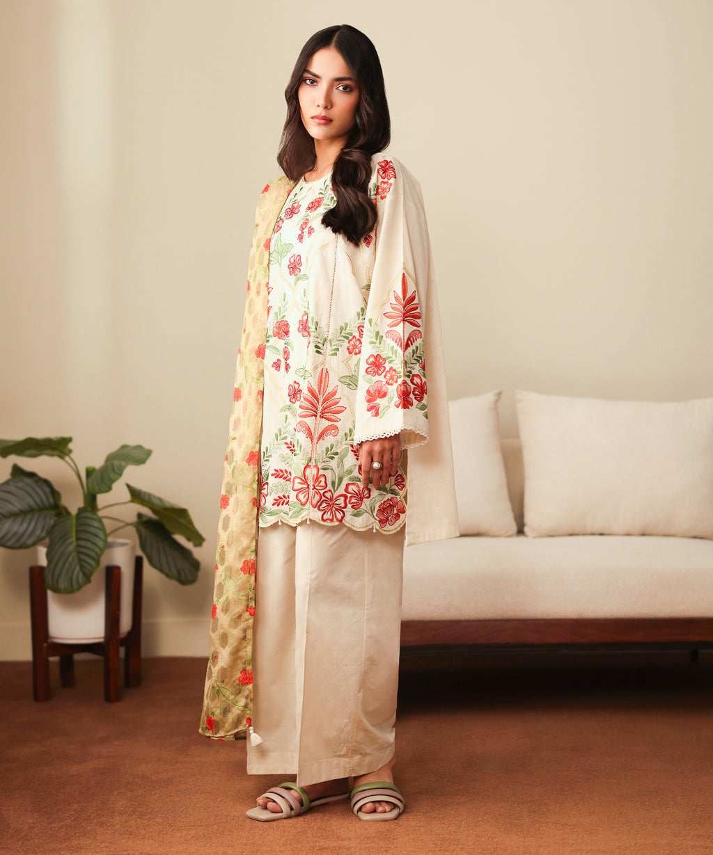 Solid Jacquard Flared Pants