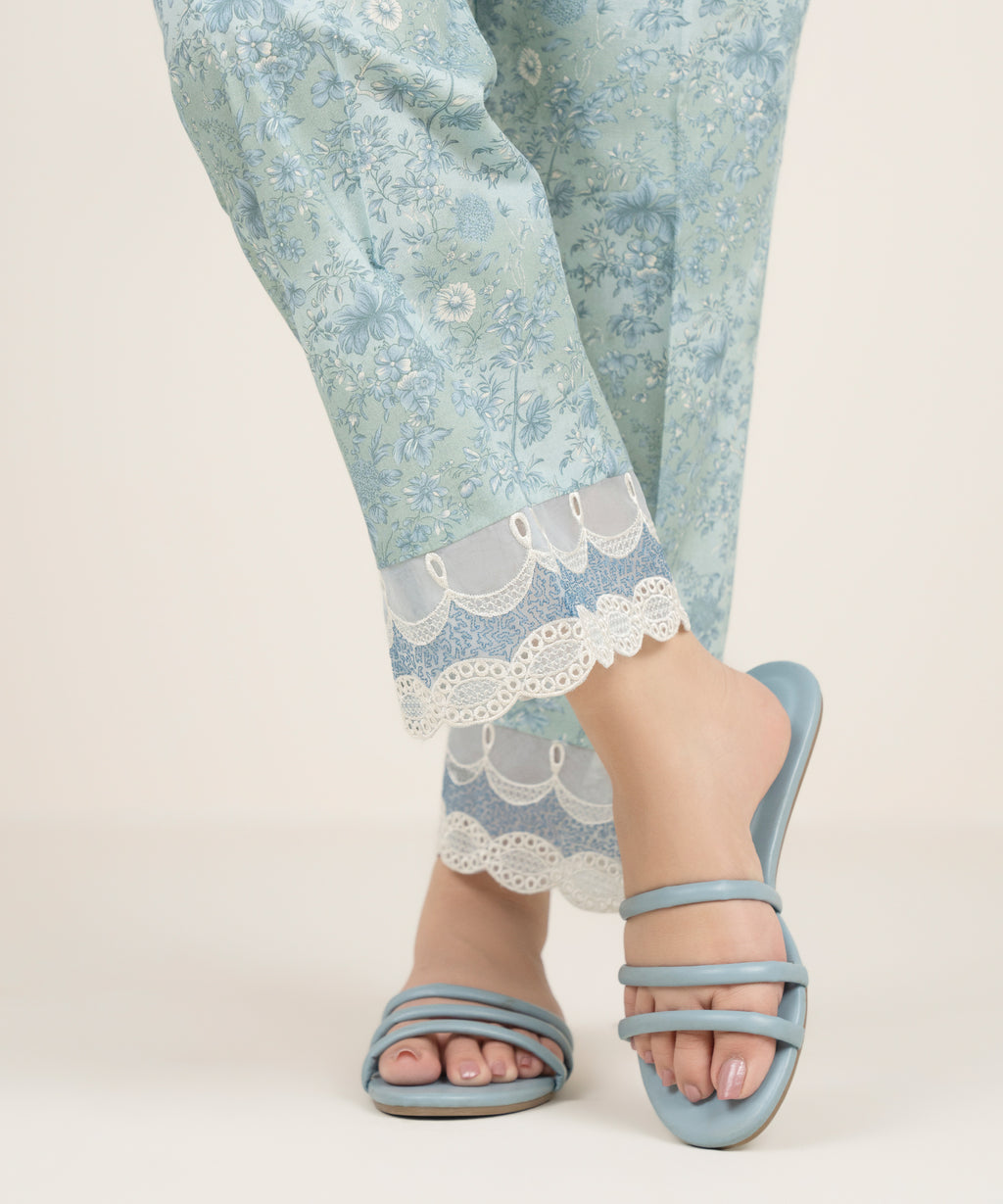 Embroidered Cambric Straight Pants