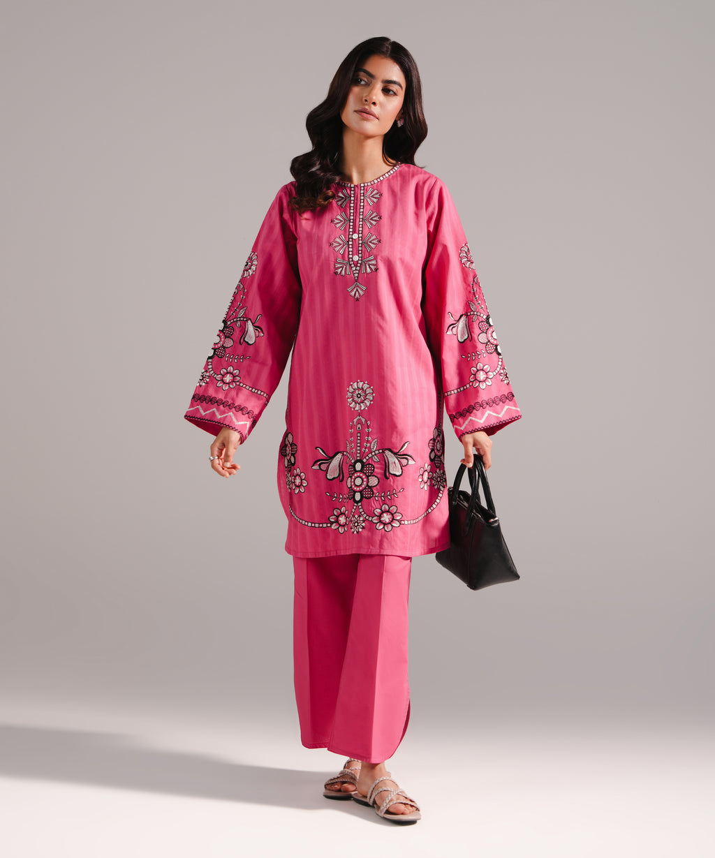 2 Piece - Embroidered Dobby Suit