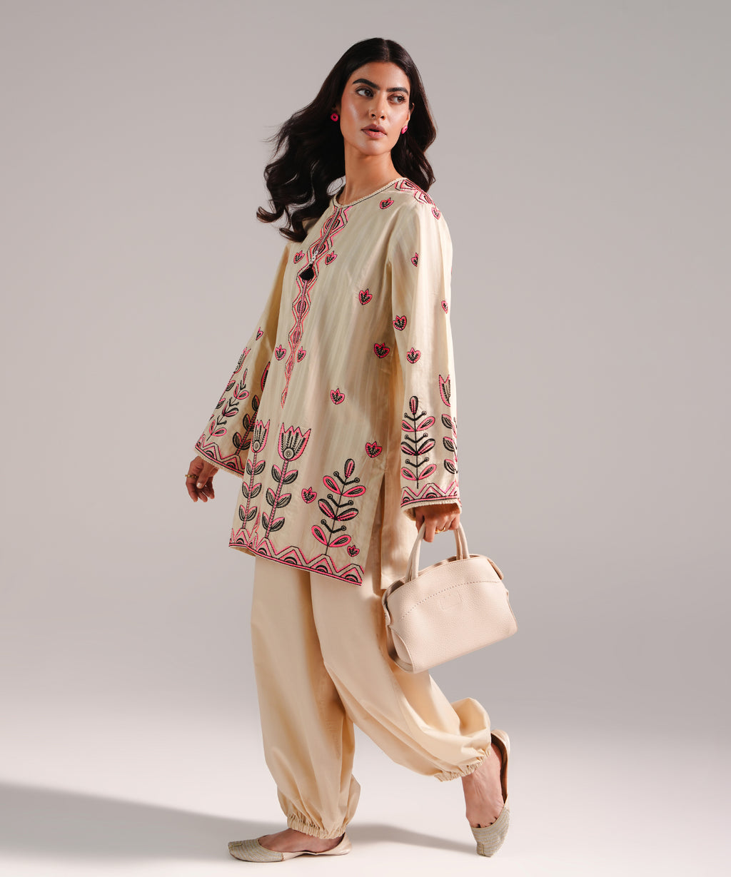 2 Piece - Embroidered Dobby Suit