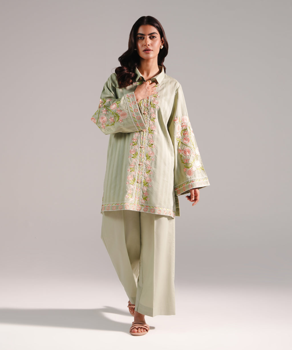 2 Piece - Embroidered Dobby Suit