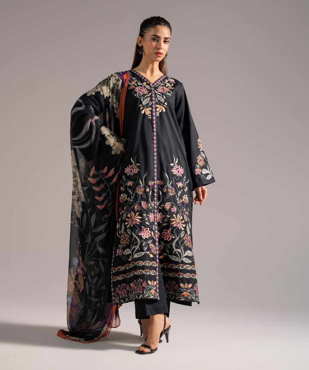 3 Piece - Embroidered Cambric Suit