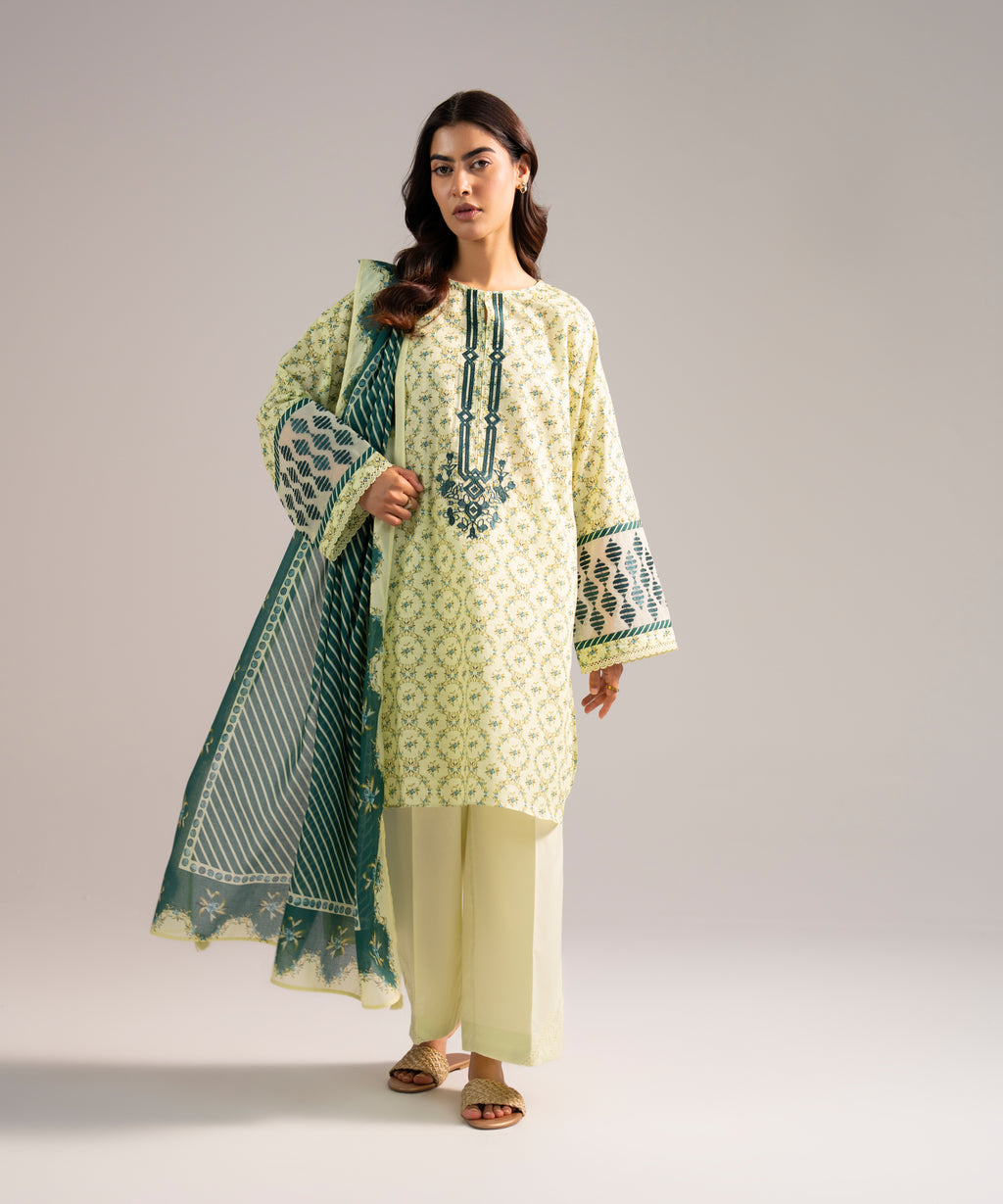 Lawn Printed Teal Dupatta