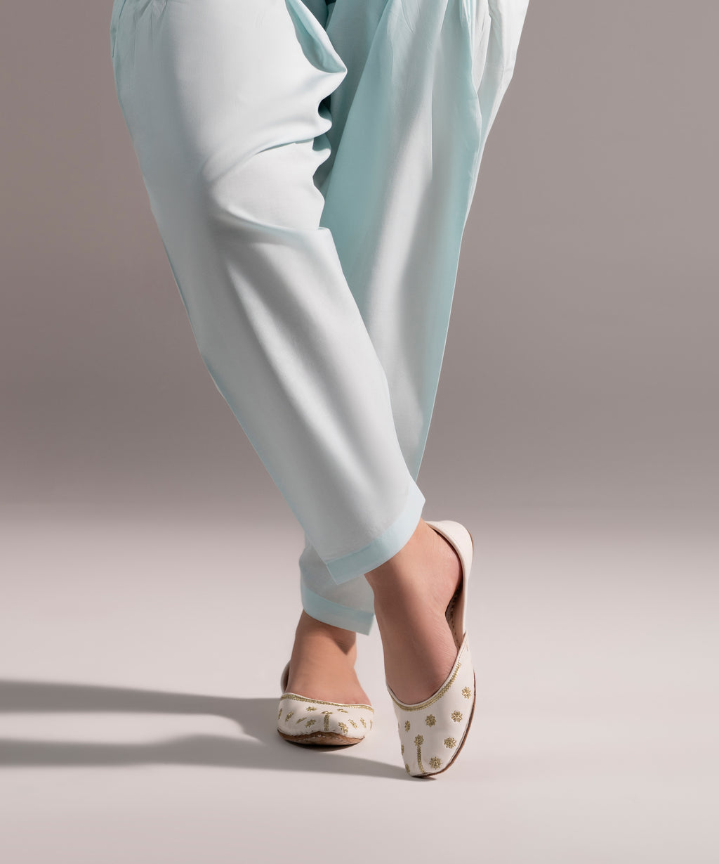 Women's RTW Cambric Solid Blue Skinny Shalwar